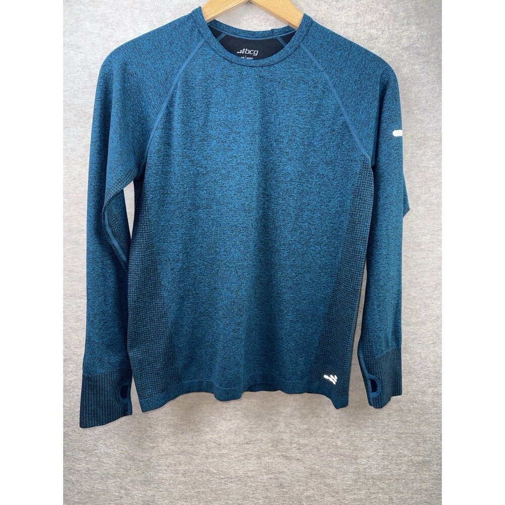 BCG Long Sleeve Activewear Shirt Teal Heather Medium Thumb Holes Workout Gym